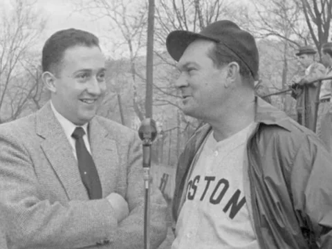 1955: Interview with new Red Sox manager Mike 'Pinky' Higgins on Ted Williams Stock Footage 234447160
