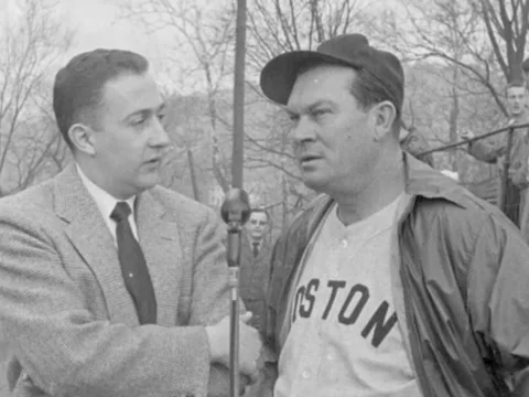1955: Interview with Red Sox manager Mike 'Pinky' Higgin on position players Stock Footage 234447829