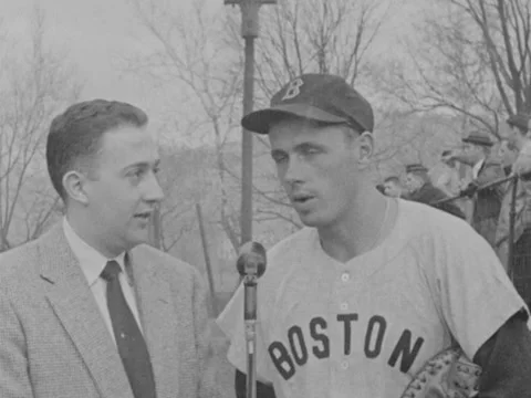 1955: Interview with Sammy White of Red Sox on player reps meeting Stock Footage 234445420