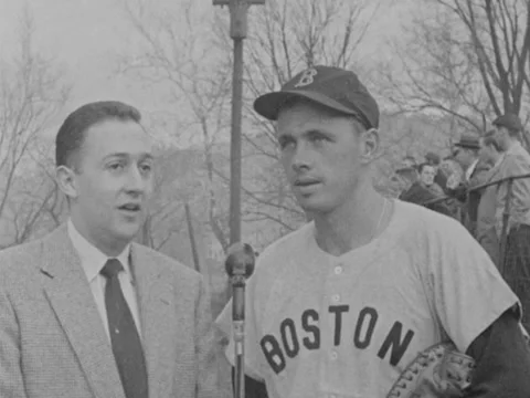 1955: Interview with Sammy White of Red Sox on spring training Stock Footage 234445442