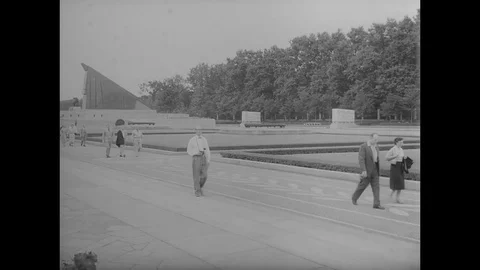1955-Soviet War Memorial / Treptow / East Berlin / 1955 Stock Footage 77844528