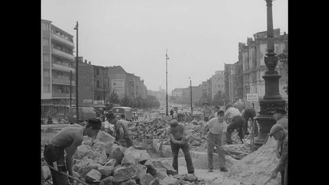 1955-West Berlin / Building Site / Aug 31, 1955 Stock Footage