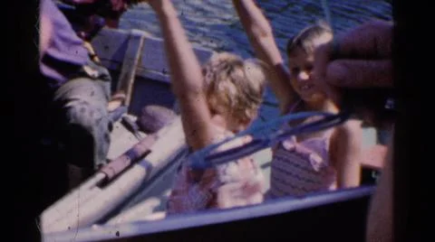 1955:CALIFORNIA.Fun Trip On A Boat To Go Fishing With Grandpa And Family Stock Photos