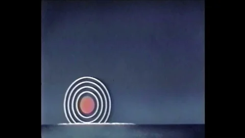 1956 - An animated map is shown and the Cherokee nuclear bomb explodes into a Video stock 86135896