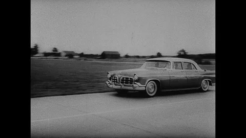1956-Car / Test Track / USA / 1956 Stock Footage