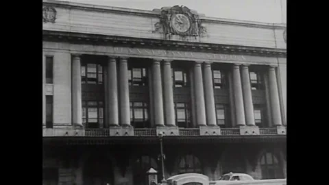1956 - Integrated US Marines reservists are met by General Devereux at the Stock Footage 141642653