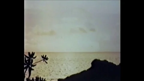 1956 - The mushroom cloud of a nuclear explosion is shown at the Pacific Proving Stock Footage 86136024