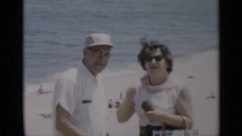 1956: People Gathered at the Beach in Cape Cod Massachusetts Stock Footage 73158366