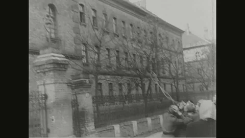 1956 - Protestors in Budapest destroy Russian symbols, books, and flags. Stock Footage 117063983