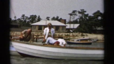 1956: Viewing Various Types of Watercraft Cape Cod Massachusetts Stock Footage 73158212