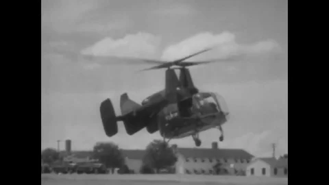 1957 - Helicopter and engine design used by the U.S. Army. Stock Footage 79523308
