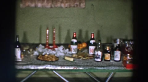 1957: Refreshment Table Set for Christmas Celebration in Wheeling Ohio Stock Footage 68838746