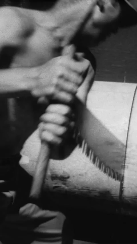 1957 - Sawing and axe throwing competitions take place in Albany, Oregon. Stock Footage 284134976