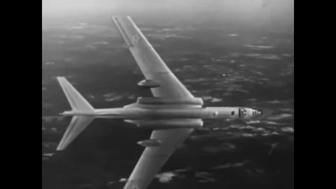 1957 - Top view of the components of the Soviet Badger jet bomber. Stock Footage 83421185