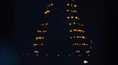 1957:WHEELING OHIO.Yellow Lights In A Triangular Shape Spinning To The Right Stock Photos