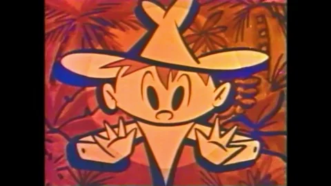 1958 - In this animated film, Black Patch the space pirate and his robot Stock Footage 138065048