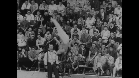 1958-Artistic Gymnastics / NCAA / USA / 1958 Stock Footage