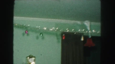 1958: beautifully decorated room with illuminated x-mas tree AMES, IOWA Stock Footage