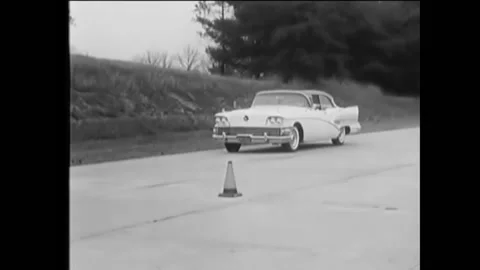 1958 - Buick's brake system proves superior to other automobiles after multiple Stock Footage 246363267