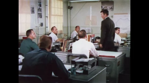 1958 - Design engineers start a new project at a nuclear weapons facility. Stock Footage 86407639