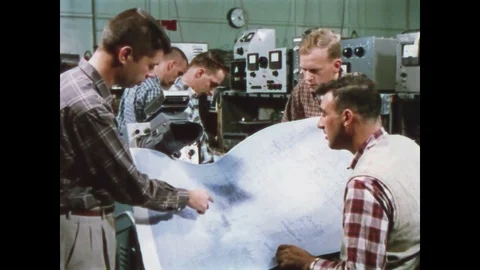 1958 - Electronic circuits are made for a data recording device. Stock Footage 86407645