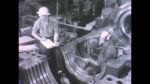 1958 - Fuel elements for the reactor core are delivered and stored at a nuclear Stock Footage 246364593