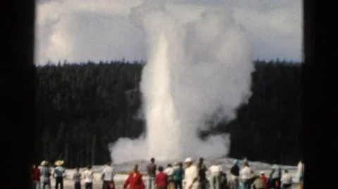 1958: geyser erupts and shoots steam into the air MONTANA Stock Footage