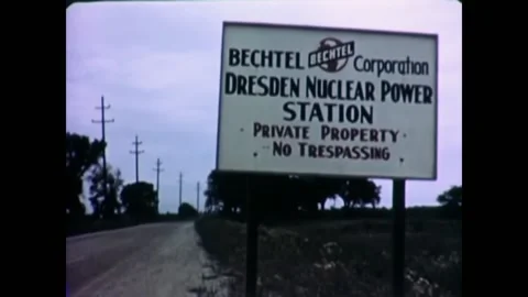 1958 - Land is cleared and construction begins for a nuclear power plant in Stock Footage 246365179