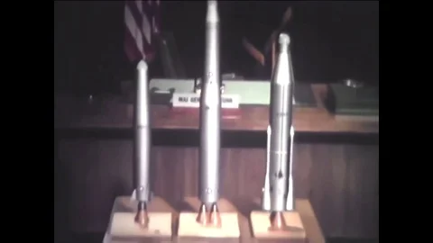 1958 - Major General Ben I. Funk refers to a chart about intercontinental Stock Footage 79529829