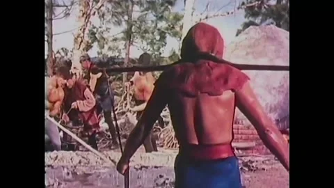1958 - In this musical, men are working on the construction of a clock tower. Stock Footage 205514341