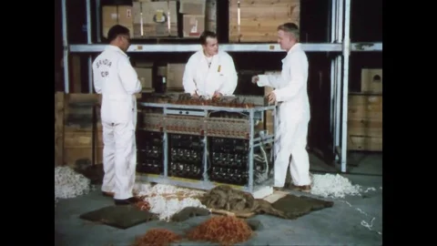 1958 - New production models of data recorders arrive at the Sandia Laboratory. Stock Footage 86407664