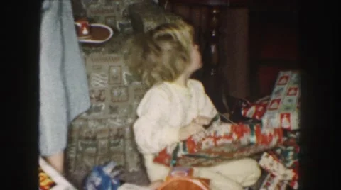 1958: opening a gift AMES, IOWA Stock Footage
