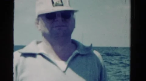 1958: proud caucasian boating fisherman enjoying the day MINNESOTA Stock Footage