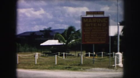 1958: a sign for a marine park or military base AMES, IOWA Stock Footage