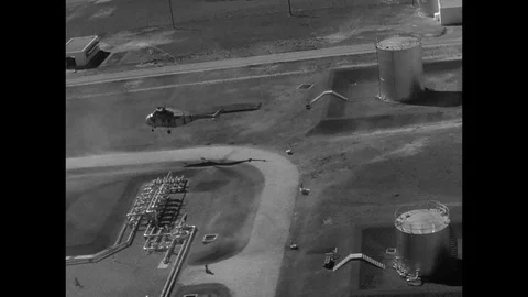 1958-Sikorsky H-19 / Pipeline / Patrolling / Spain / 1958 Stock Footage