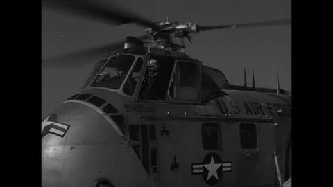 1958-Sikorsky H-19 / United States Air Force / Patrolling / Spain / 1958 Stock Footage