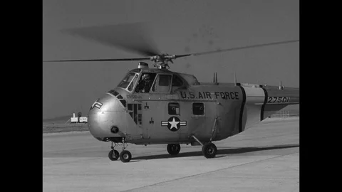 1958-Sikorsky H-19 / United States Air Force / Patrolling / Spain / 1958 Stock Footage