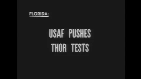 1958 - A Thor missile is brought to Cape Canaveral for a test launch. Stock Footage 123874231