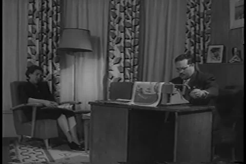 1959 Artist Makes Unique artwork using Typewriter - archival footage Stock Footage 201345341