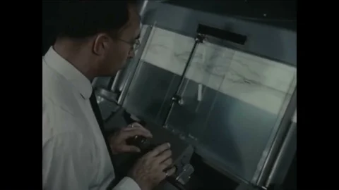 1959 - Data from the static test of an Avrocar is analyzed by IBM computers. Stock Footage 92627414