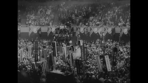 1960 - JFK gives a speech at the DNC, and Nixon is supported at the RNC. Stock-Footage 122528366