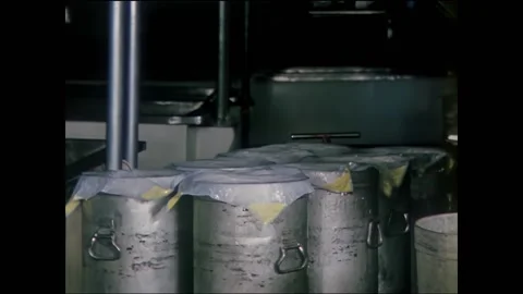 1960 Milk industry - shots of processed cottage cheese. Stock Footage 235427725