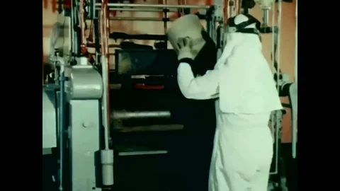 1960 - Plastics are processed to make propellants at the Picatinny Arsenal. Stock Footage 95244540