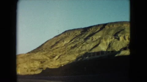 1960: road trip driving mesa top desert dry landscape TEXAS Stock Footage