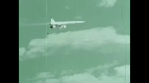 1960 - The SAC crew of a B-52 celebrate after a successful missile test. Stock Footage 89873283