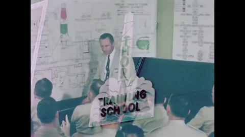 1960 - USAF and RAF combat crews learn about operating the Thor missile before Stock Footage 83424384