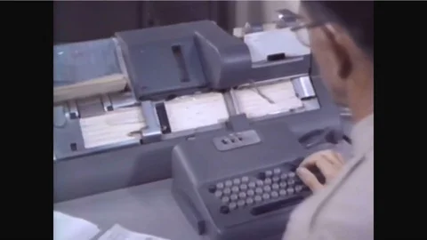 1960 - Variable data forms from a USAF missile facility are sent to an Video stock 92631791