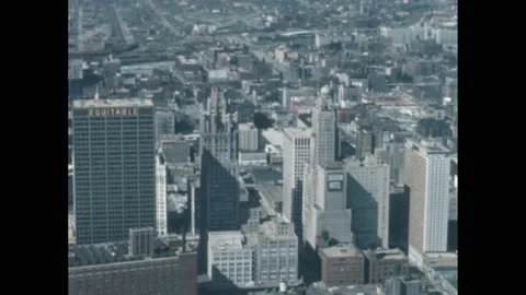 1960s: Aerial view of Chicago. Stock Footage 194466022
