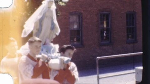 1960s Altar Boys Veneration Virgin Mary Catholic Church Vintage Film Home Movie Stock Footage