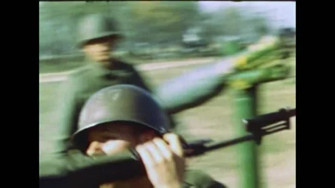 1960s - American soldiers in basic training are susceptible to respiratory Stock Footage 155798317